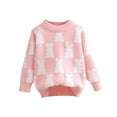 thumbnail image 1 of tarylea Toddler Girls Clothes Crew Neck Fleece Lined Sweater Long Sleeve Dressy Pullover Casual Loose Winter Warm Cute Infant Tops for 3-7 Years, 1 of 3