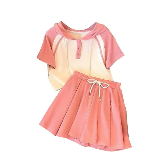 tarylea Toddler Girls Clothes Summer Outfits Short Sleeve Pullover Sweatshirts Pleated Mini Skirts Sets