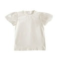thumbnail image 1 of tarylea Toddler Girls Cotton T-Shirt Infant Mesh Puff Short Sleeve Top Newborn Casual Cute Solid Color Blouse Tops, 1 of 3