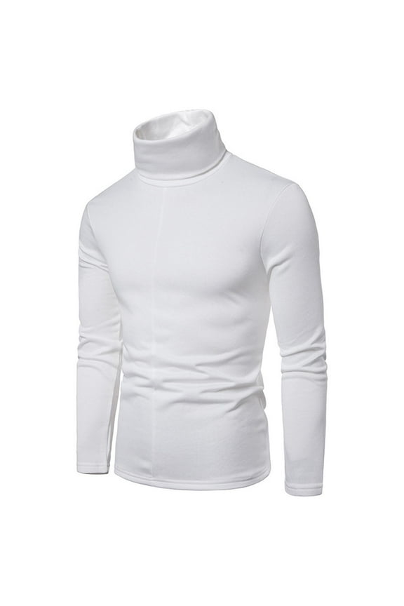 Tops for Men Long Sleeve High Neck Fitted Undershirts Casual Comfy Stretch Fall Dailywear Solid Color Tops