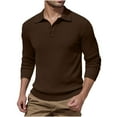 thumbnail image 1 of tarylea Tops for Men Long Sleeve Knitted Turn down Collar Button Pullover Casual Comfy Stretch Fall Comfy T-Shirts, 1 of 5