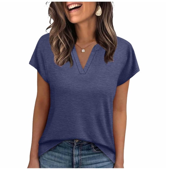 tarylea Tops for Women Bell Short Sleeve Boat Neck Elastic Waist Comfy Casual Loose Summer Blouses