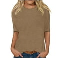 thumbnail image 1 of tarylea Tops for Women Trendy Crew Neck Elbow Length Sleeve Shirts Solid Color Casual Loose Basic Tops Summer Dailywear Tops, 1 of 5