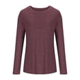 thumbnail image 1 of tarylea Tops for Women Trendy Crew Neck Solid Color Tunic Long Sleeve Fitted T-Shirts Casual Stretch Comfy Fall Basic Dailywear Tops, 1 of 8