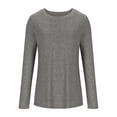thumbnail image 1 of tarylea Tops for Women Trendy Crew Neck Solid Color Tunic Long Sleeve Fitted T-Shirts Casual Stretch Comfy Fall Basic Dailywear Tops, 1 of 8