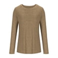 thumbnail image 1 of tarylea Tops for Women Trendy Crew Neck Solid Color Tunic Long Sleeve Fitted T-Shirts Casual Stretch Comfy Fall Basic Dailywear Tops, 1 of 8