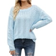 thumbnail image 1 of tarylea Tops for Women Trendy Eyelet Knitted Sweaters Crew Neck Long Sleeve Shirts Loose Pullover Tops Casual Wear, 1 of 3