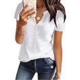 thumbnail image 1 of tarylea Tops for Women Trendy Notch Neck Short Sleeve Blouse Solid Color Loose T-Shirts Casual Summer Dressy Dailywear Tops, 1 of 3
