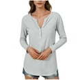 thumbnail image 1 of tarylea Tops for Women Trendy Scoop Neck Half Button Shirts Solid Color Long Sleeve Tops Casual Loose Basic Comfy Summer Tops, 1 of 6