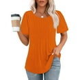 thumbnail image 1 of tarylea Tops for Women Trendy Short Sleeve Crew Neck Ruched Tunic Tops Casual Summer Comfy Solid Color T-Shirts, 1 of 8