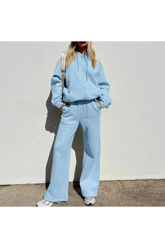 Track Suits for Women Set Long Sleeve Full Zipper Jackets Straight Leg Elastic Waist Trousers Casual Fall Sweatsuits Outfits