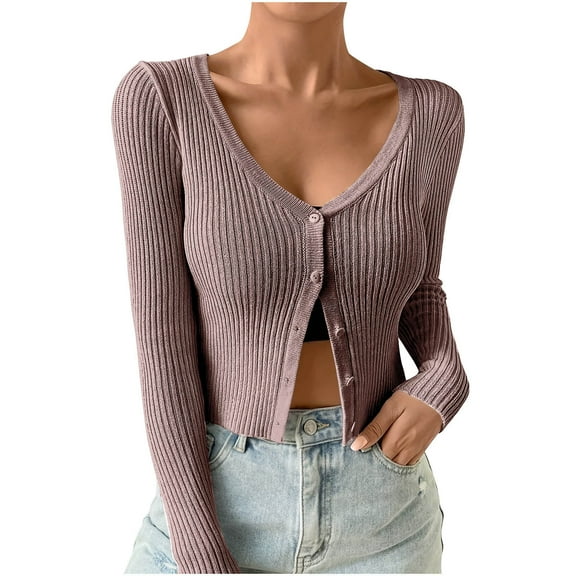 tarylea Trendy Crop Tops for Women Scoop Neck Button down Tops Ribbed Knitted Slim Fitted Shirts Going out Cute Tops