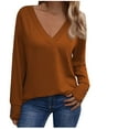 thumbnail image 1 of tarylea Trendy Tops for Women Deep V Neck Cuff Button Shirts Long Sleeve Solid Color Tops Casual Vacation Loose Tops, 1 of 8