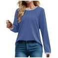 thumbnail image 1 of tarylea Trendy Tops for Women Front Pleated Crew Neck Shirts Long Sleeve Loose Tops Business Casual Dailywear, 1 of 4
