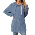thumbnail image 1 of tarylea Trendy Tops for Women Hooded Drawstring Ribble Knitted Top Solid Color Long Sleeve Sweater Casual Loose Homewear Tops, 1 of 6