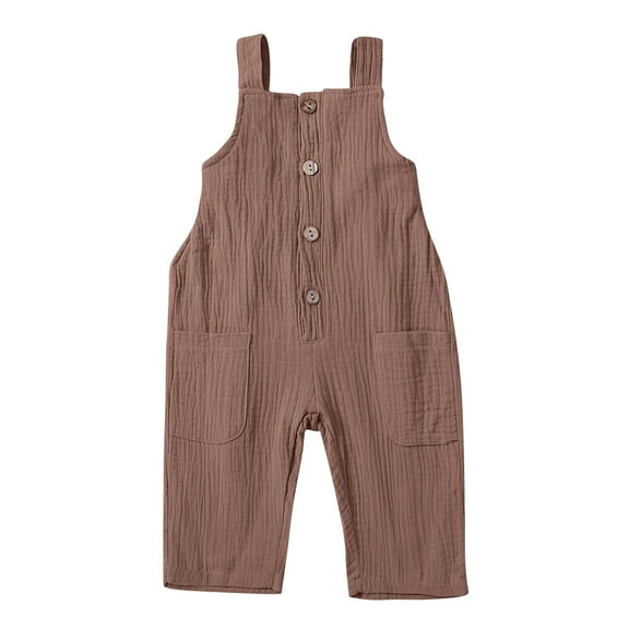 tarylea Unisex Baby Boys Girls Overalls Sleeveless Button down Jumpsuits Straight Wide Leg Long Pants 1 Piece Summer Outfits
