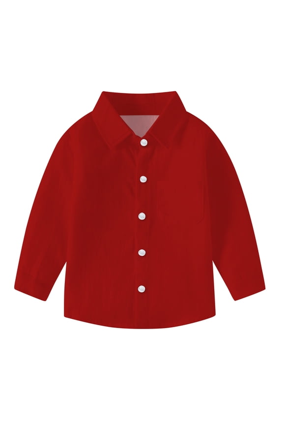 Unisex Clothes for Toddler Baby Girls Boys Turn down Collar Button down Shirts Solid Color Adjustable Cuff Tops Casual Loose Uniform Infant Tops for 6 Months-8 Years