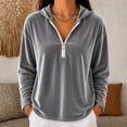 thumbnail image 1 of tarylea Velour Hoodies for Women Long Sleeve Half Zipper Pullover Tops Casual Loose Fall Plain Tops, 1 of 5
