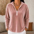 thumbnail image 1 of tarylea Velour Hoodies for Women Long Sleeve Half Zipper Pullover Tops Casual Loose Fall Plain Tops, 1 of 5