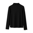 thumbnail image 1 of tarylea Women Spring Tops Half High Neck Ribbed Tops Solid Color Long Sleeve Undershirt Fitted Casual Homewear, 1 of 7