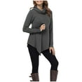 thumbnail image 1 of tarylea Women Tops Casual Turtleneck V Shaped Hem Tops Solid Color Long Sleeve Loose Shirt Comfy Tops, 1 of 6