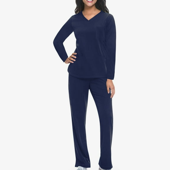 tarylea Women's 2 Piece Lounge Set Long Sleeve V Neck T-Shirts Straight Leg Elastic Waist Pants Casual Loose Fall Comfy Matching Outfits