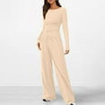 thumbnail image 1 of tarylea Women's 2 Piece Lounge Sets Long Sleeve Scoop Neck Irregular Hem Tops Drawstring Straight Leg Pants Casual Comfy Fall Outfits, 1 of 9