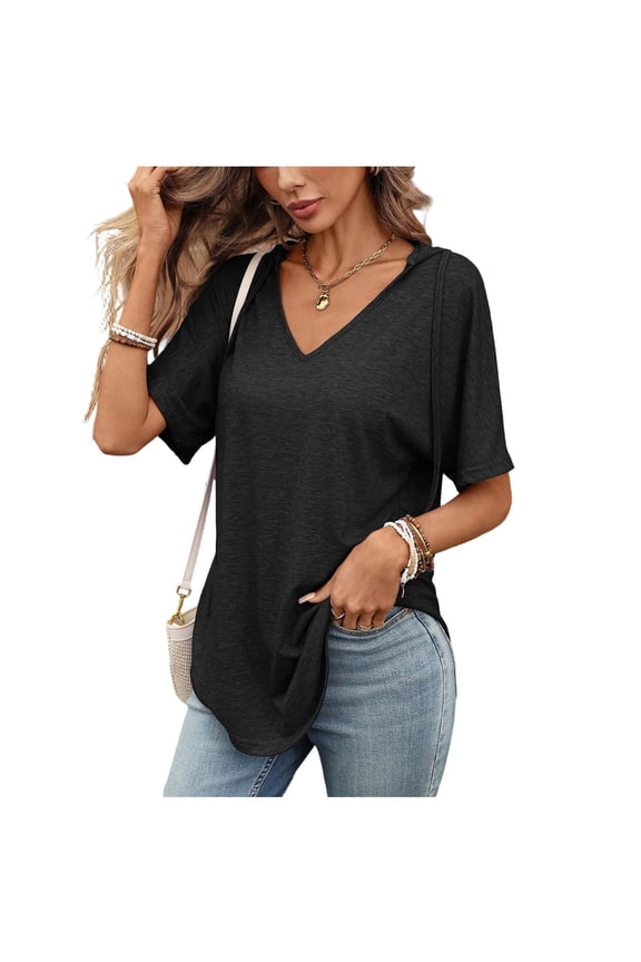 Women's Button down Shirt Rolled Short Sleeve Quick-Dry Breathable Loose Fitting Summer Collared Tops