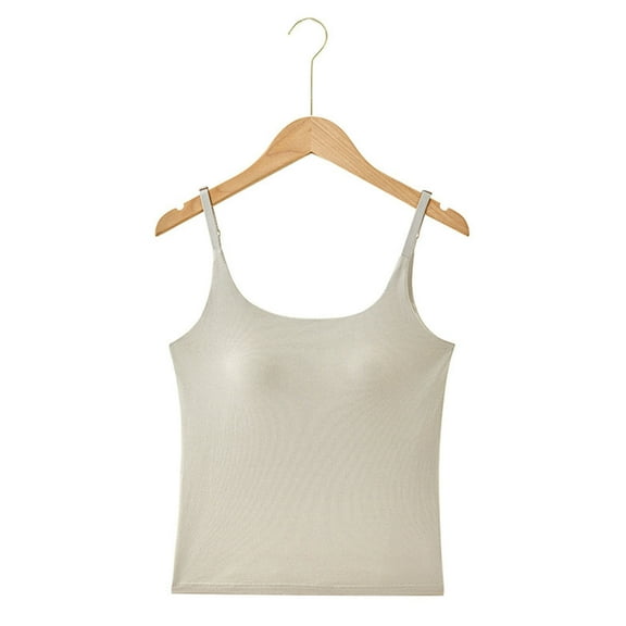 tarylea Women's Camisole Tank Top Sleeveless Spaghetti Strap Built in Bra Square Neck Tops Casual Summer Undershirts