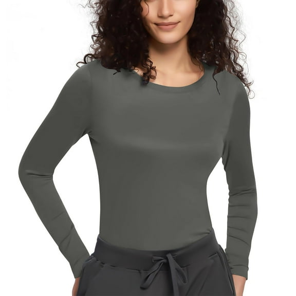 tarylea Women's Fall Tops Crew Neck Slim Fitted Tops Long Sleeve Solid Color Undershirt Casual Comfy Tops