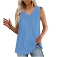 thumbnail image 1 of tarylea Women's Long Tunic Tank V Neck Pleated Wide Straps Loose Fitting Summer Comfy Casual Tank Tops Solid Color, 1 of 8