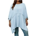 thumbnail image 1 of tarylea Women's Plus Size Tops Scoop Neck 3/4 Sleeve Tunic Solid Color Oversized Pullover Casual Loose Fall Dailywear, 1 of 5