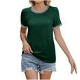 thumbnail image 1 of tarylea Women's T-Shirts Short Sleeve Crew Neck Contrast Stripe Blouse Tops Casual Summer Basic Tops, 1 of 2
