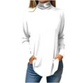 thumbnail image 1 of JnLxul Women's Tops Trendy High Neck Long Sleeve Tunic Solid Color Loose Undershirts Casual Basic Fall Tops, 1 of 3