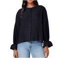 thumbnail image 1 of tarylea Women's Trendy Tops Scoop Neck Button down Shirts Long Sleeve Solid Color Tops Casual Loose Tops, 1 of 7