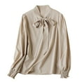 thumbnail image 1 of tarylea Women's Trendy Tops V Neck Bow Tie Shirts Chiffon Long Sleeve Solid Color Tops Business Work Office Shirts, 1 of 9