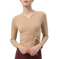 thumbnail image 1 of tarylea Women's Yoga Tops V Neck Drawstring Tops Long Sleeve Slim Fitted Shirts Casual Sports Shirts Athletic Tops, 1 of 6