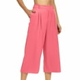 thumbnail image 1 of tarylea Womens Capri Pants Wide Leg Elastic Waist Business Casual Capris Loose Work Cropped Lounge Trousers with Pockets, 1 of 7