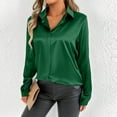 thumbnail image 1 of tarylea Womens Fall Tops Satin Long Sleeve Turn down Collar Shirts Adjustable Cuff Loose Lightweight Blouse Business Casual Tops, 1 of 7