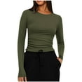 thumbnail image 1 of ZyeKqe Womens Long Sleeve Shirts Crewneck Going out Tops Slim Fitted Undershirts Base Layer Stretchy Basic Tight Tees, 1 of 7