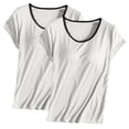 thumbnail image 1 of tarylea Womens Pajama Tops Short Sleeve Scoop Neck Built in Bra Color Blocked T-Shirts Casual Comfy Summer Lounge Tops, 1 of 2