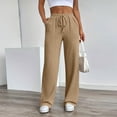 thumbnail image 1 of tarylea Womens Pants Drawstring Elastic Waist High Rise Trousers Solid Color Loose Pants with Pockets Casual Breathable Comfy Pants, 1 of 9