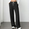thumbnail image 1 of tarylea Womens Pants Drawstring Ribbed Elastic Waist Trousers Solid Color Wide Leg Pants with Pockets Casual Loose Comfy Pants, 1 of 7