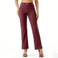 thumbnail image 1 of tarylea Womens Pants High Rise Button Waist Trousers Solid Color Fitted Dress Pants with Pockets Casual Comfy Work Office Pants, 1 of 8