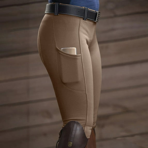 tarylea Womens Pants Solid Color Slim Fitted Jodhpur High Rise Stretch Legging with Pockets Casual Comfy Yoga Workout Pants