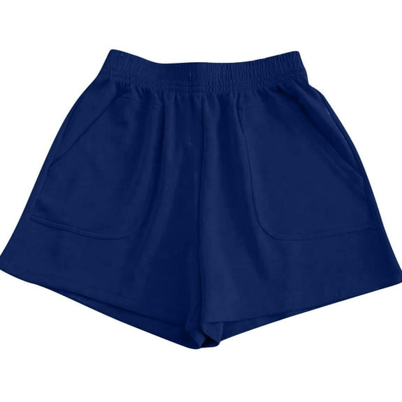 tarylea Womens Shorts Elastic Waist Wide Leg Shorts Solid Color Loose Shorts with Pockets Casual Comfy Summer Basic Dailywear Shorts