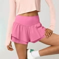 thumbnail image 1 of tarylea Womens Shorts High Rise Ruffled Double Layer Shorts Solid Color Slim Fitted Shorts Casual Dressy Comfy Stretch Workout Shorts, 1 of 8