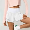 thumbnail image 1 of tarylea Womens Shorts High Rise Ruffled Double Layer Shorts Solid Color Slim Fitted Shorts Casual Dressy Comfy Stretch Workout Shorts, 1 of 8