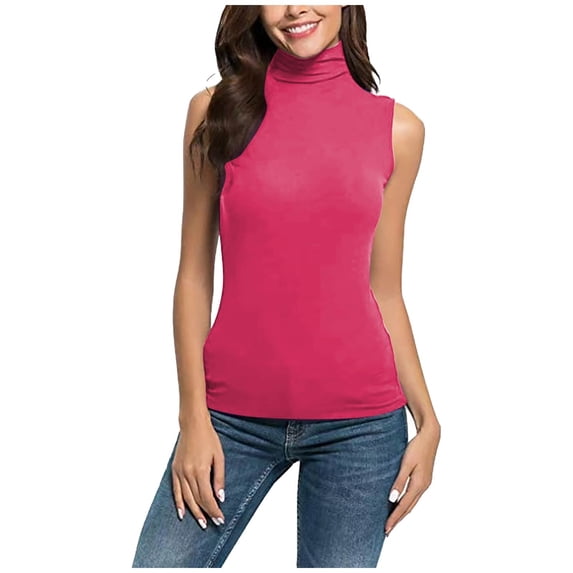 tarylea Womens Sleeveless Tops Plus Size High Neck Tank Tops Slim Fitted Undershirt Basic Layer Tees