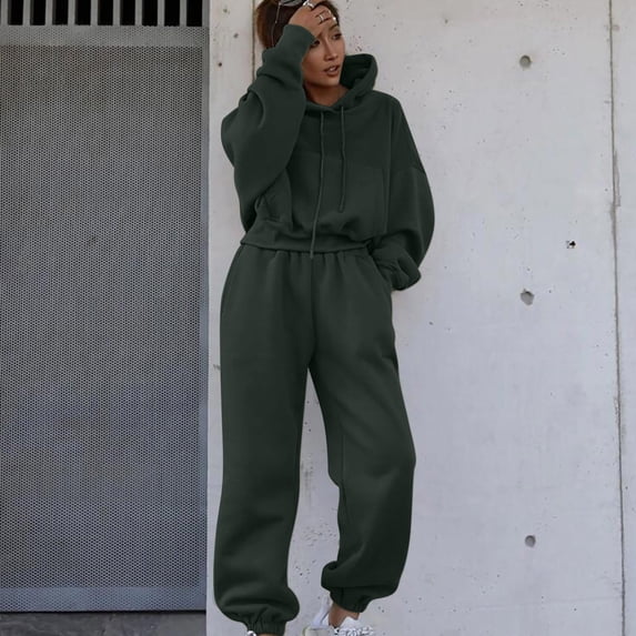 tarylea Womens Sweatsuits 2 Piece Set Long Sleeve Drawstring Hoodies Cinch Bottom Elastic Waist Pants Casual Loose Fall Activewear Outfits